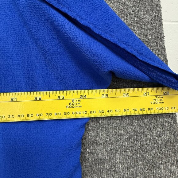 Navy Blue Blouse Womens Large Flowy Pullover Career Polyester Top Lightweight - Picture 12 of 14